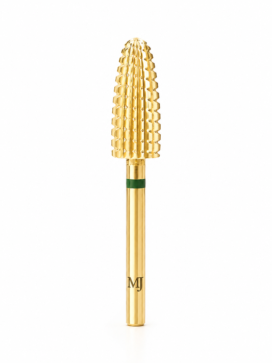 MJ Premium Gold Carbide Nail Drill Bit – Tapered Barrel (Coarse, Green Band)