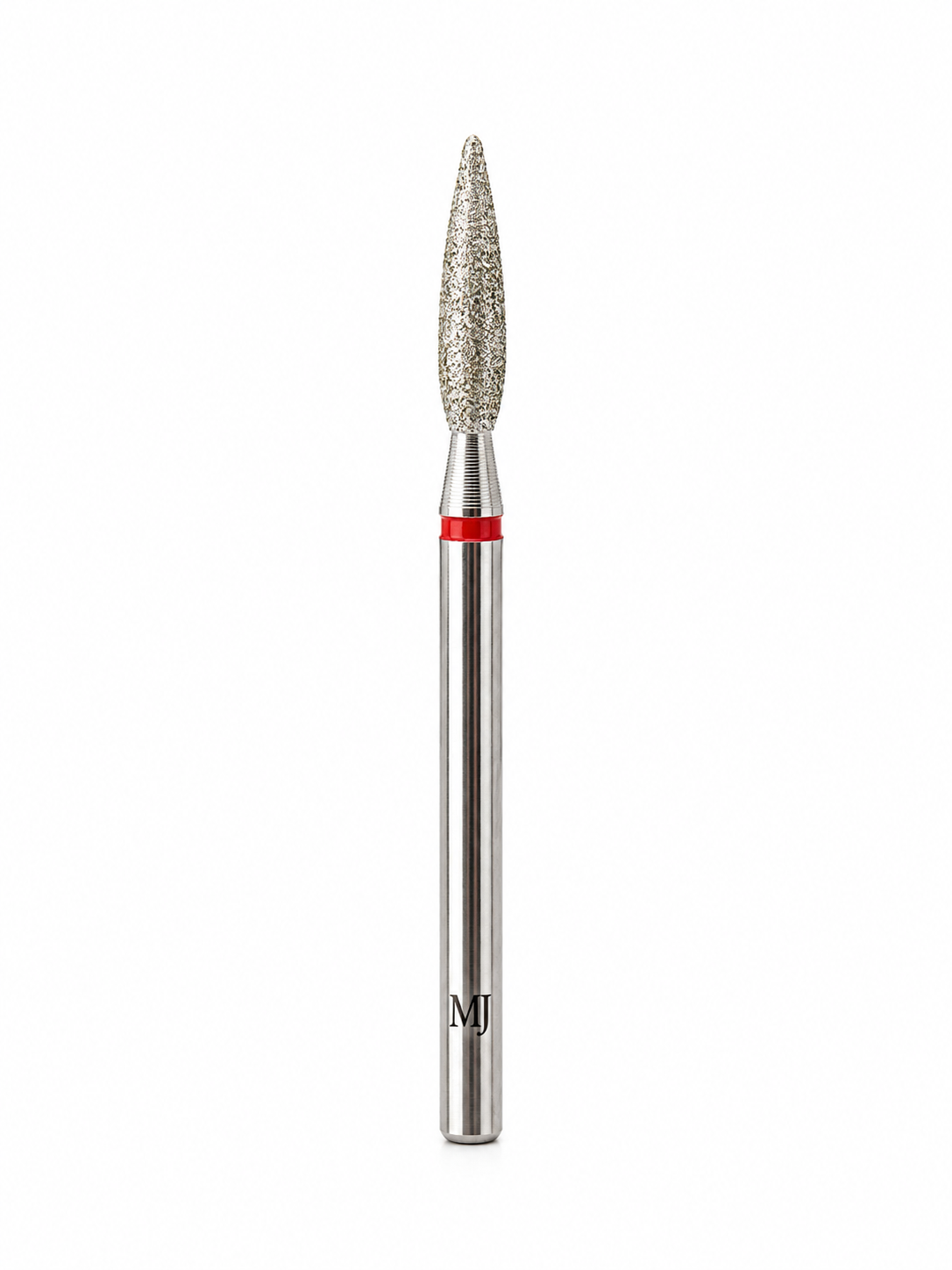 MJ High-End Diamond Nail Drill Bit (2.3×10mm, Red Band – Fine Grit)
