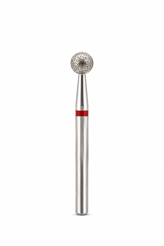 Diamond Ball Bit for Manicure & Pedicure DARK – Medium Red Band (4 mm) (UA)